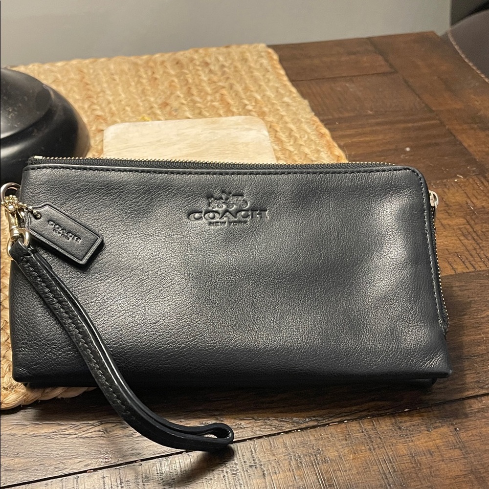 Coach Black Leather Wristlet Wallet